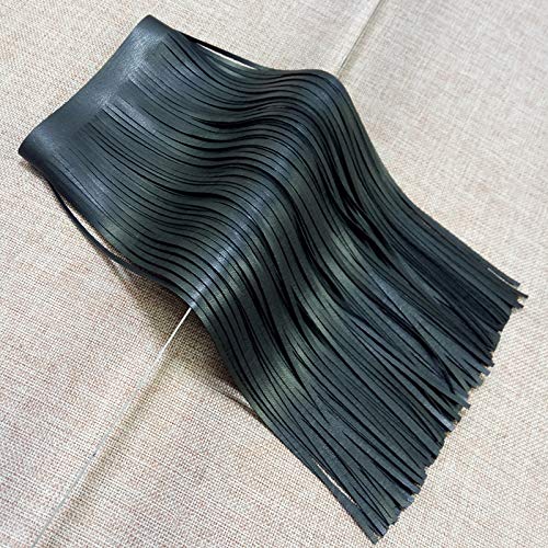 Yalulu 2 Meter Double Side Leather Fringe Trims Faux Leather Tassel Trims DIY Sewing Craft Garment Hem Accessories (Black) Black - NewNest Australia