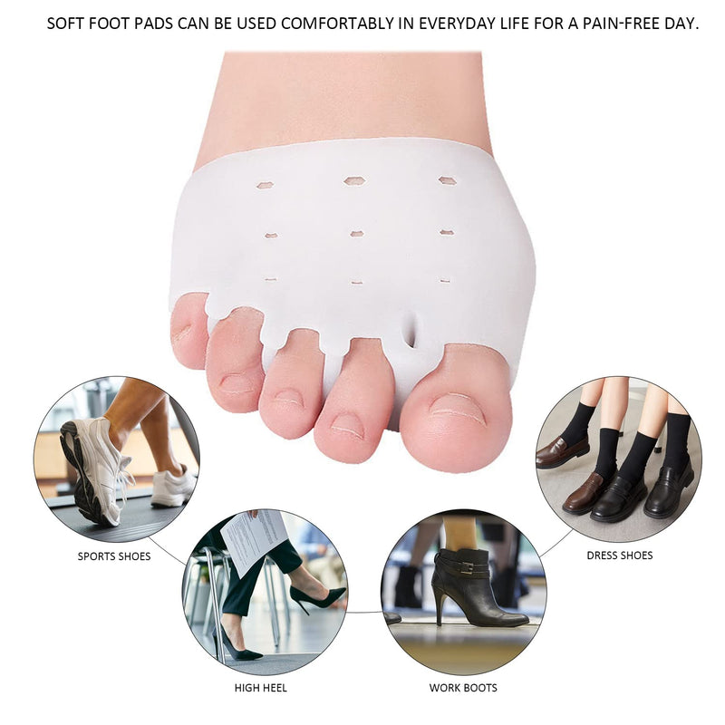 2 Pairs of Metatarsal Pads, Shock Absorbing Silicone Pads, Five-Hole Split Toe Forefoot Pads, Unisex Breathable Foot Pads, Relieve Bunion, Metatarsal Pain, Mortons Neuroma, Forefoot Pain - NewNest Australia