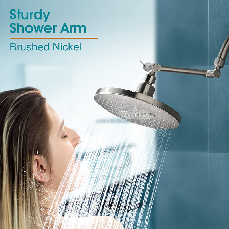 BRIGHT SHOWERS Brass Adjustable Shower Arm Extender for Rain and Handheld Shower Head, 5 Inch Universal Shower Head Extension Arm, Height Adjust, Brushed Nickel - NewNest Australia