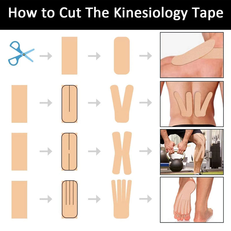 4 Roll Kinesiology Tape 5m Extra Sticky Kinesiology Tape Elastic Muscle Support Tape Waterproof Athletic Physio Muscles Strips Breathable for Exercise, Sports & Injury Recovery Skin Color - NewNest Australia