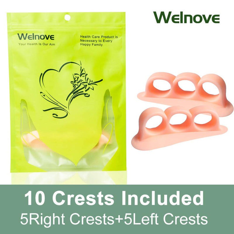 Welnove Hammer Toe Crests Pads 10 PCS Gel Toe Straightener Cushion Support (3 Loops Beige) Pain Relief for Hammer Toe, Overlapping Toes, Curled Toe 3 Toe Loop *10 - NewNest Australia