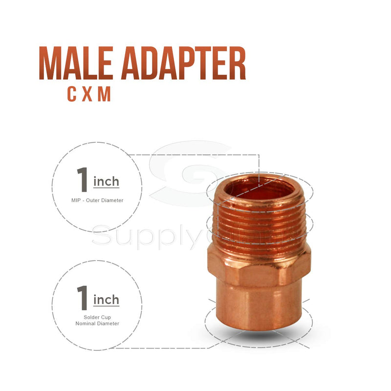 Supply Giant DDNA0100-5 Male Adapter Fitting Sweat x MIP Connections, 1, Copper - NewNest Australia