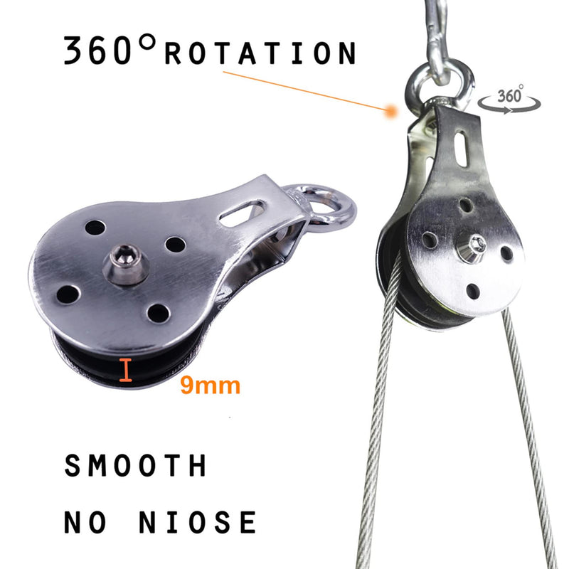 Pulley Wheel Stainless Steel Small Pulley Block 360 Degree Rotating Silent Cable Pully Load Bearing Mechanical Pulleys, Silver (Silver-1) Silver-1 - NewNest Australia