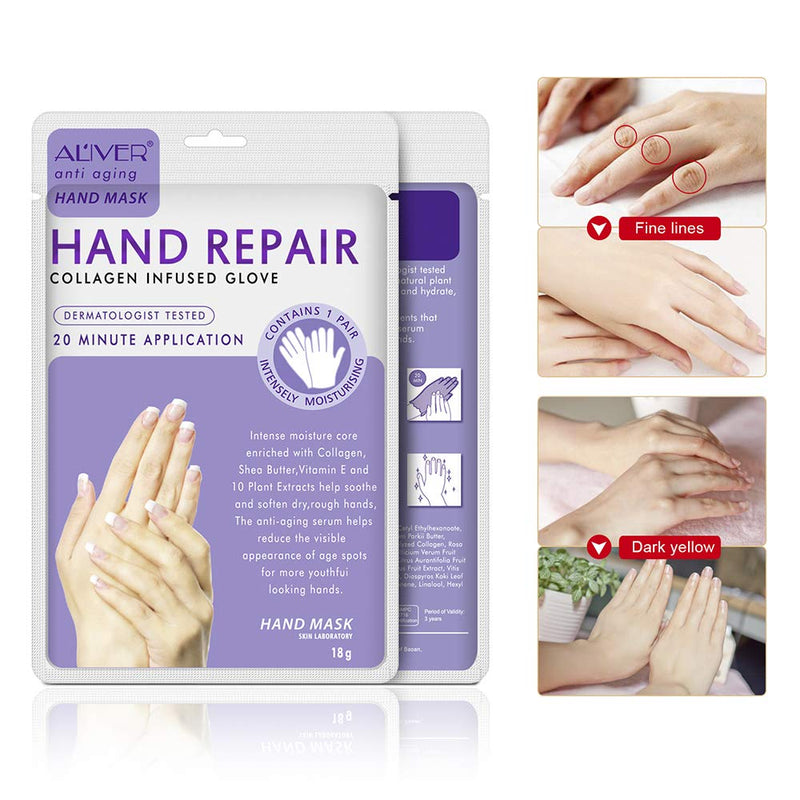 Hand Mask,5 Pairs Hand Moisturizing Gloves Mask,Hand Spa Mask Infused Collagen,Serum,Vitamins,Natural Plant Extracts for Dry,Cracked Hands,Whitening and Anti-aging,Repair Rough Skin Lavender - NewNest Australia