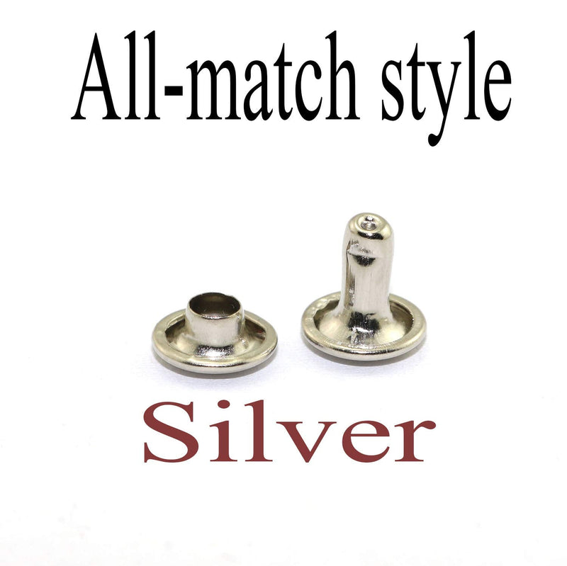 120pcs 8x8mm Silver Double Cap Rapid Rivets Round Head Decorative Rivets DIY Leather Craft Studs 5/16 inch - NewNest Australia
