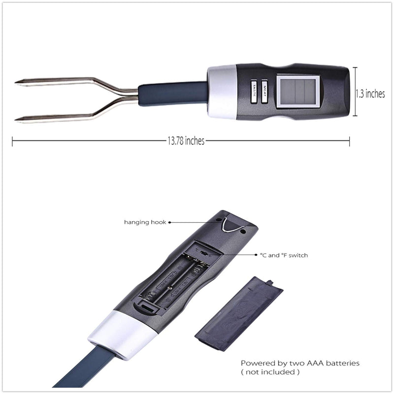 NewNest Australia - Meat Thermometer Fork BBQ Fork with Thermometer Digital BBQ Fork Thermometer Digital Cooking Fork Instant Read Fork for Kitchen, Grilling, Smoker, Barbecue, Turkey 