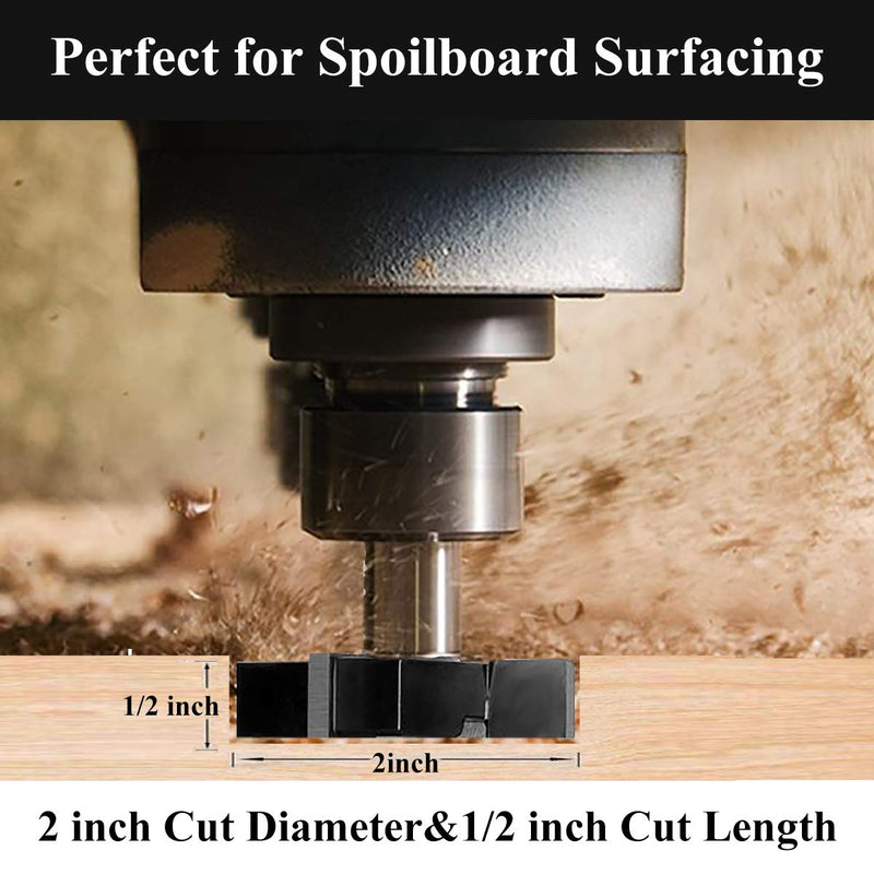 CNC Spoilboard Surfacing Router Bit, 1/2 Inch Shank Carbide Tipped Surface Planing Bottom Cleaning Cutter Slab Flattening Router Bit, Wood Milling Cutter Planer Woodworking Tool - NewNest Australia