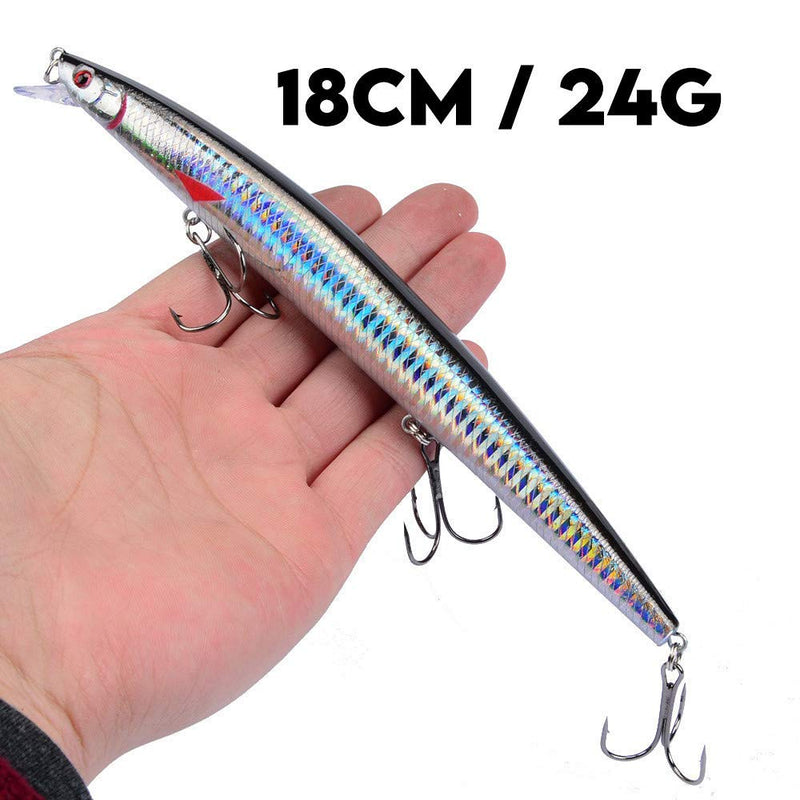 LINGYUE Fishing Lures Minnow VIB Popper Hard Bait Lures with Treble Hook Lifelike 3D Fishing Eyes Swimbait Crankbait Deep/Shallow Divers Fish Tackle Kits Y139-gary - NewNest Australia