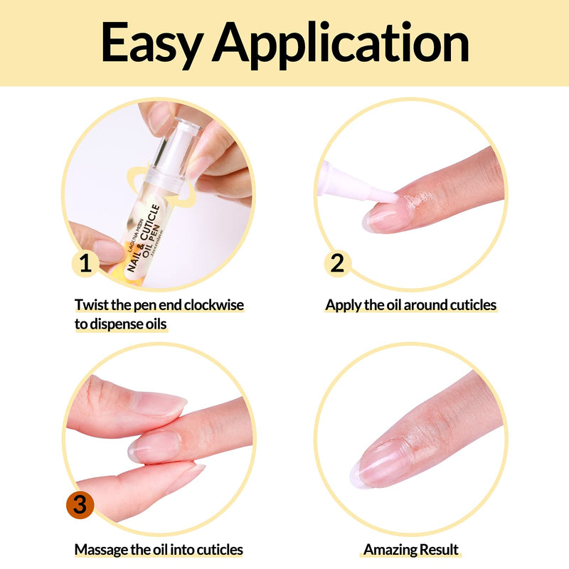 Lagunamoon Cuticle Oil Pen for Nail Care, 5ml Nail Oil Pen with Natural Ingredients to Moisturize and Nourish Dry Nails and Cuticles, Cuticle Oil to Prevent Nail Cracking and Hangnails, Jasmine - NewNest Australia