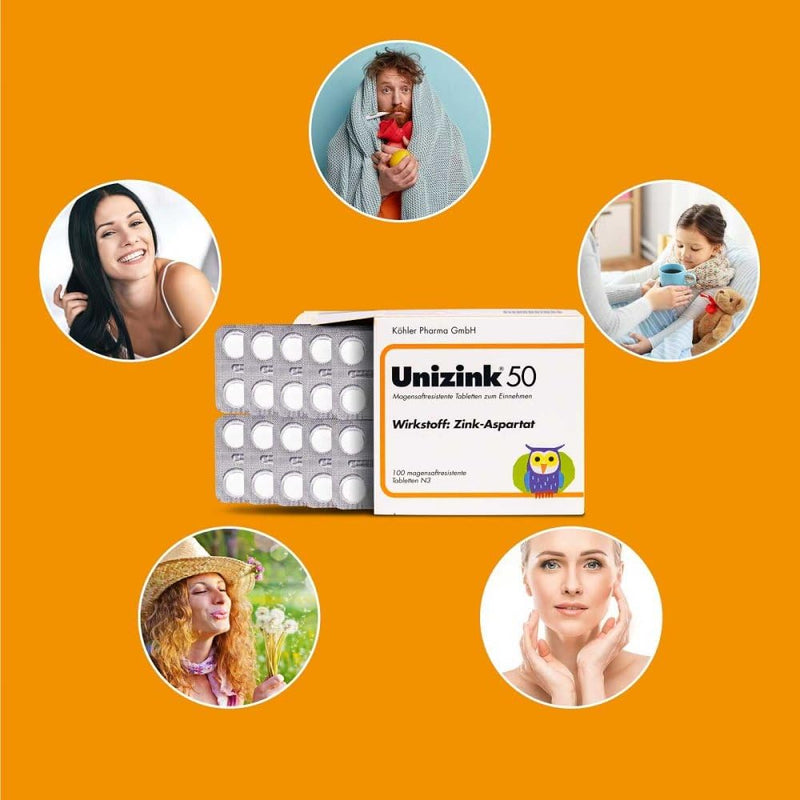 Unizink 50 gastro-resistant tablets, 100 pieces - NewNest Australia