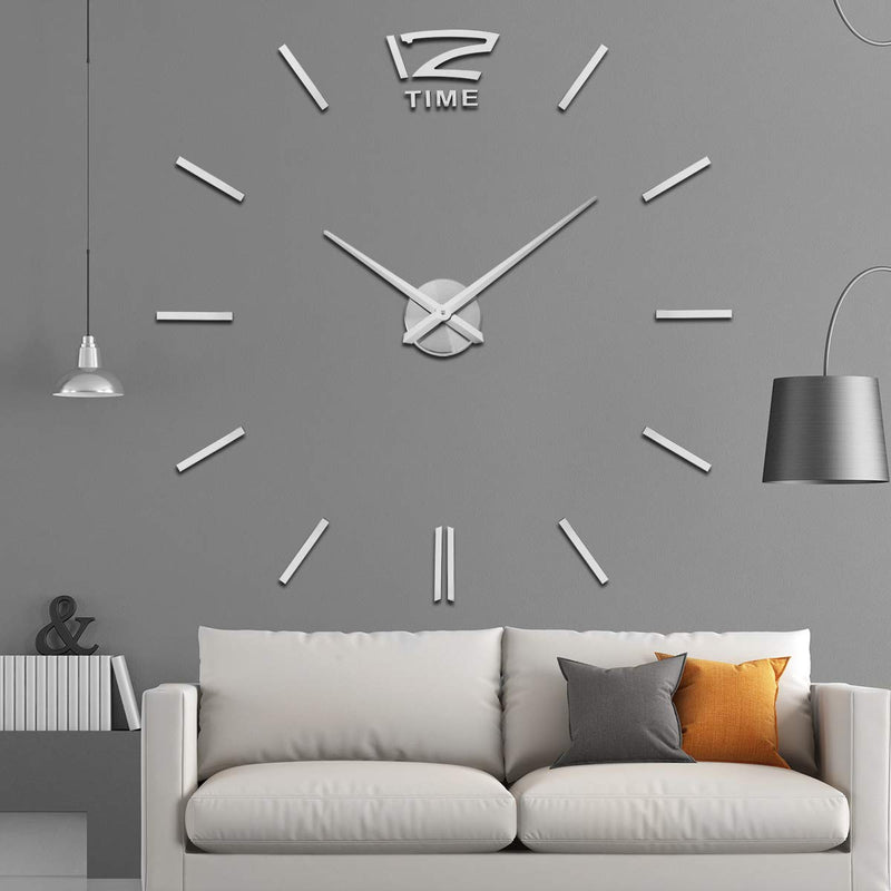 NewNest Australia - Aililife 3D Clock Hands, DIY Large Clock Movement Mechanism with 12 Inch Long Spade Hand, 3D Wall Clocks Home Decor Alat001-silver 