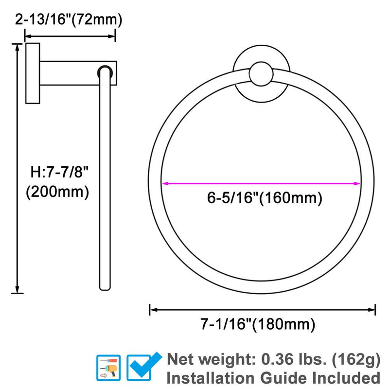 Hand Towel Ring, Angle Simple Stainless Steel Bathroom Towel Holder, Face Towel Hanger, Round Towel Ring Chrome, Wall Mount - NewNest Australia