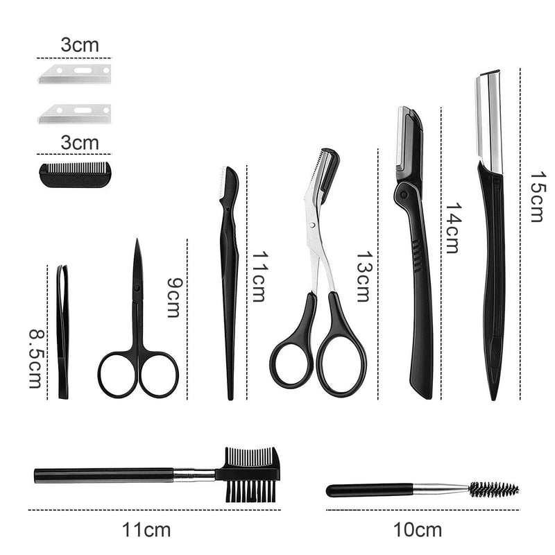 11pcs eyebrow set, tweezers eyebrow plucking eyebrow razor set with eyebrow comb, tweezers, razor, brush, scissors set, easily create perfect eyebrow shapes - NewNest Australia