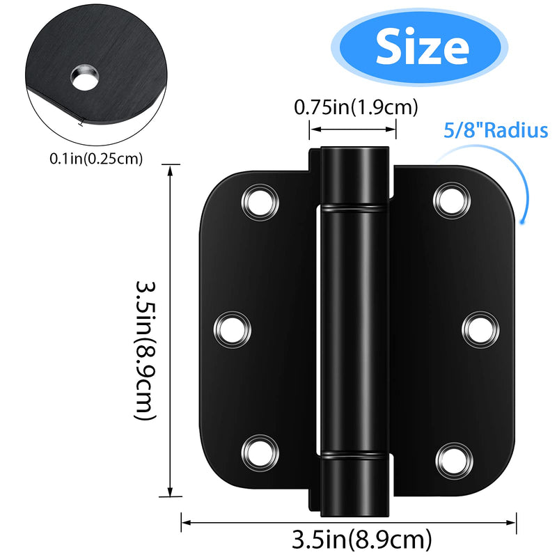 3.5'' Self-Closing Door Hinges, 3.5 Inch x 3.5 Inch Spring Hinges, Stainless Steel Adjustable Door Hinges with 5/8" Radius Corners, 3 Pack Auto Close Hardware Hinges (3.5'' 3pack, Black) 3.5'' 3 Pack - NewNest Australia