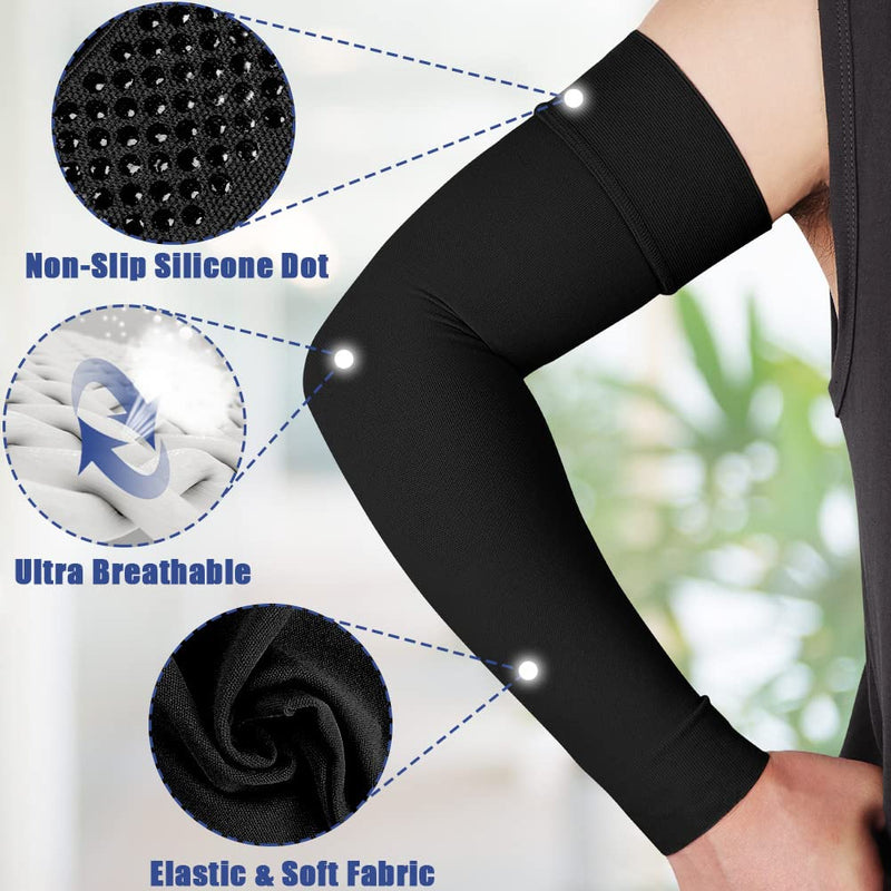 Medical Compression Arm Sleeve for Men & Women by Beister（Single）, 20-30 mmHg Graduated Compression Full Arm Support with Silicone Band for Lymphedema, Varicose Veins, Swelling, Arm Injury, Sports Black Large - NewNest Australia