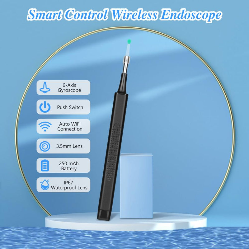 ACWOO Earwax Remover Otoscope, Wifi Ear Cleaner Camera Ultra Thin, IP67 Waterproof Ear Endoscope Ear Cleaner, 5040P Wireless HD Otoscope with 6 LED Light for iPhone, iPad & Android - NewNest Australia