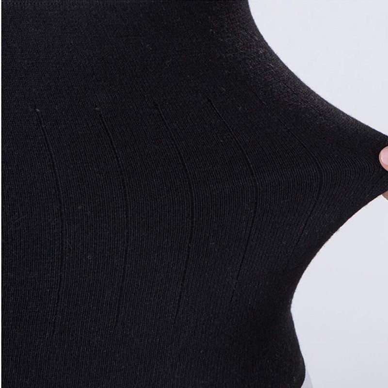 Thermal Waist Support Breathable Cashmere Knit Kidney Stomach Lumbar Lower Back Support Brace Abdominal Binder Slim Waist Trimmer Wrap Belt Elastic Postpartum Belly Band Warming Healing Pain Relief Black L(waist girth 90-112cm) - NewNest Australia