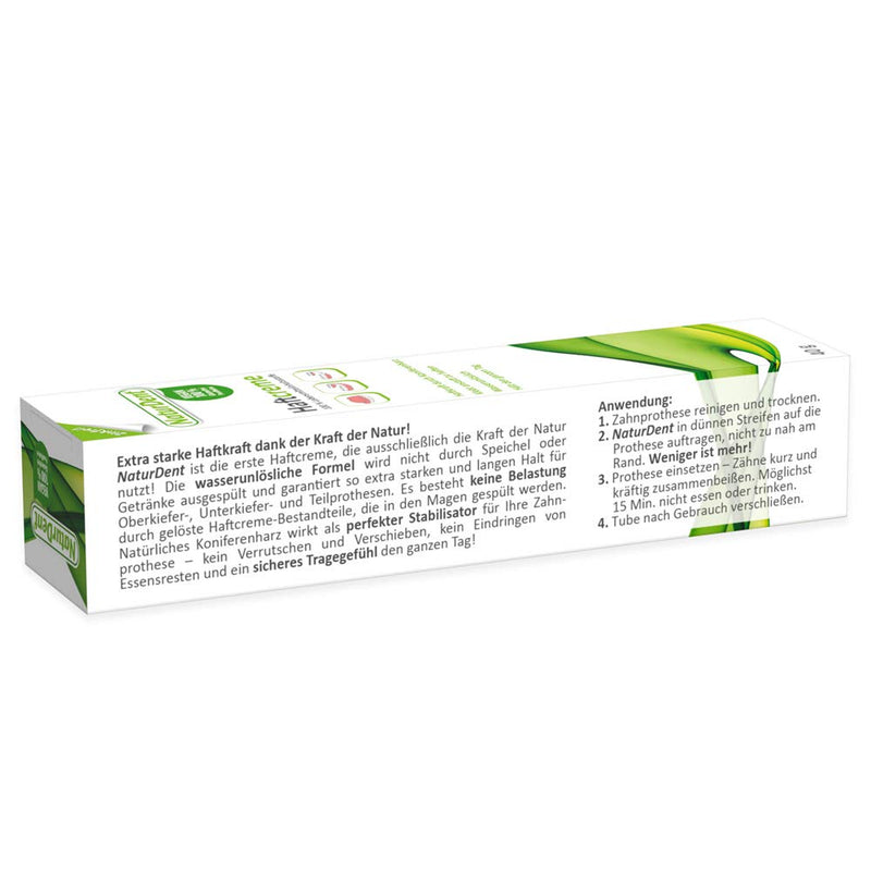 Naturdent adhesive cream | The first natural adhesive cream | Insoluble in water - no rinsing, only 1 x daily | 100% food ingredients, vegan, no chemical burden on the body | 40g - NewNest Australia