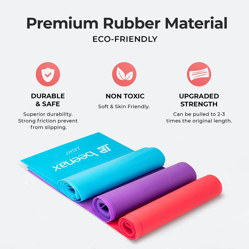 Beenax Resistance Bands - Exercise Bands to Build Muscle, Flexibility, Strength for Pilates, Yoga, Rehab, Stretching, Fitness, Gym, Physio, Strength Training and Workout - Men & Women 6. Set of 3 - NewNest Australia