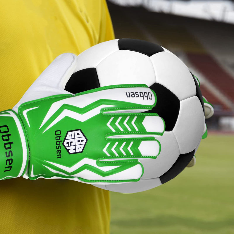 Obbsen Soccer Goalie Gloves for Kids, Youth&Adult Soccer Goalkeeper Gloves, Strong Grip Goalkeeping Gloves with Finger Protection, Men/Women/Boys/Girls Green and White 5 - NewNest Australia