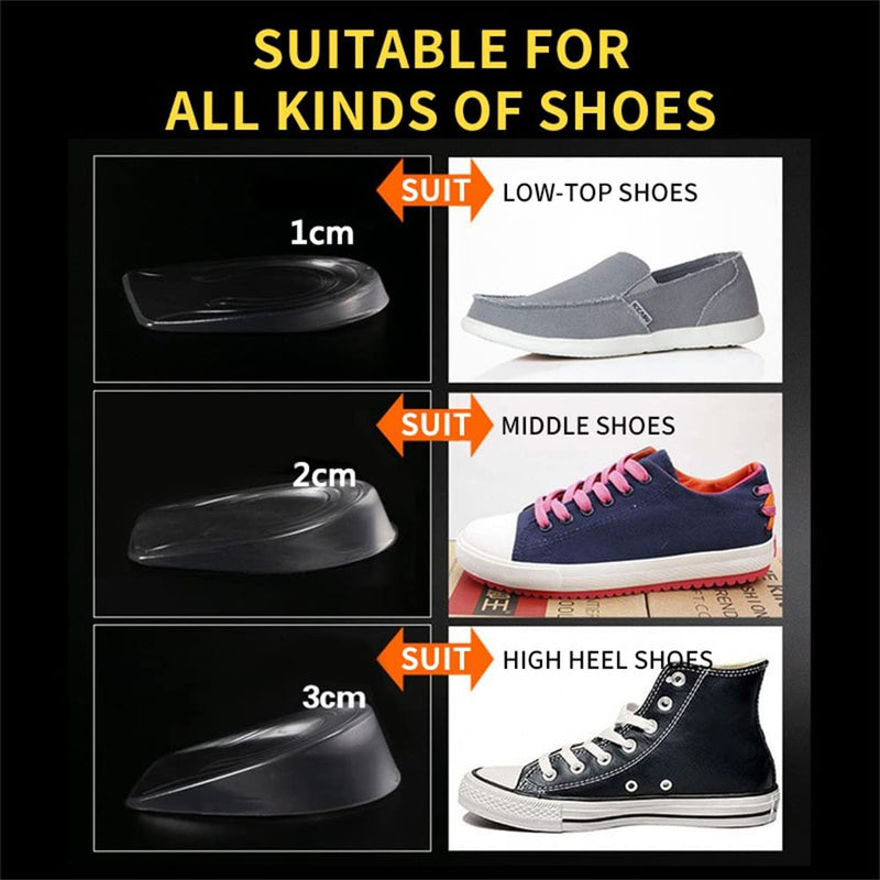 1 Pair Silicone Gel Height Increase Insole Heel Lift Inserts Half Plain Gel Heel Pad Elastic Cushion Arch Support Insert… 2cm Men - NewNest Australia