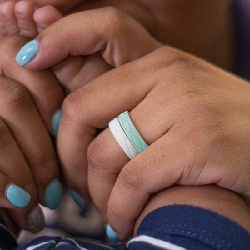 Enso Rings Women’s Infinity Silicone Wedding Ring – Hypoallergenic Wedding Band for Ladies – Comfortable Band for Active Lifestyle – 4.5mm Wide, 1.5mm Thick Turquoise 8 - NewNest Australia