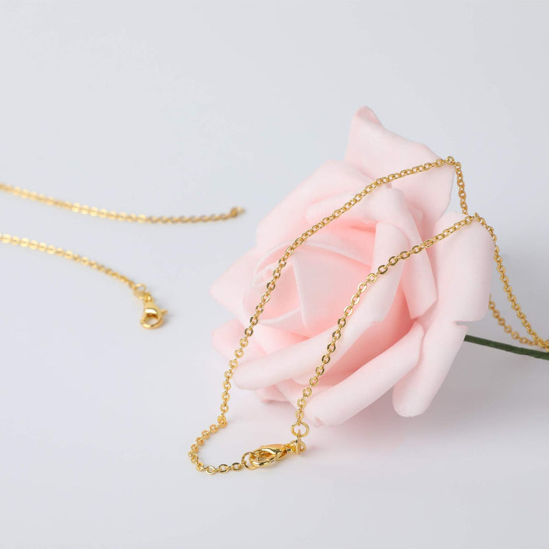 SANNIX 50 Pack Gold Plated Necklace Chains Cable Chain Necklace Bulk for Jewelry Making Supplies, 18 Inches 18 Inch - NewNest Australia