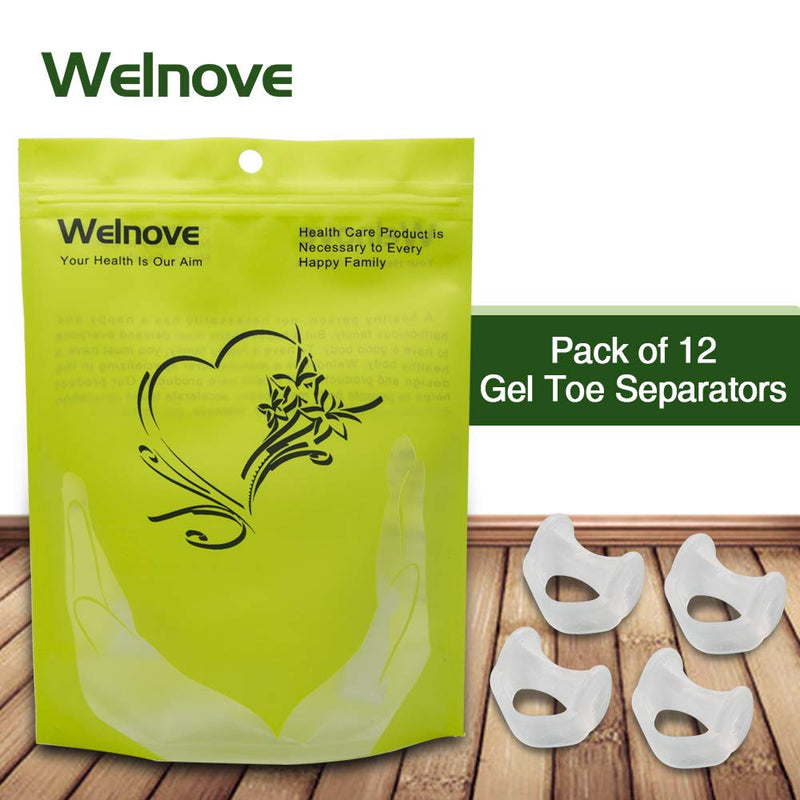 Welnove Gel Toe Separator, Pinky Toe Spacers, Little Toe Cushions, Small Toe Sleeves for Preventing Rubbing & Reducing Pressure (Pack of 12, Transparent) Clear - NewNest Australia