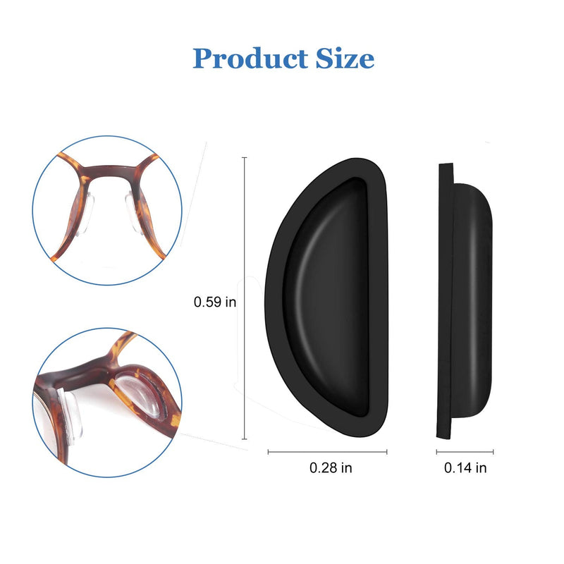 Eyeglass Nose Pads, 12 Pairs Adhesive Soft Silicone Air Chamber Glasses Nose Pads, 3.5mm Heighten Nose Pads for Plastic Frames (Black) Black - NewNest Australia