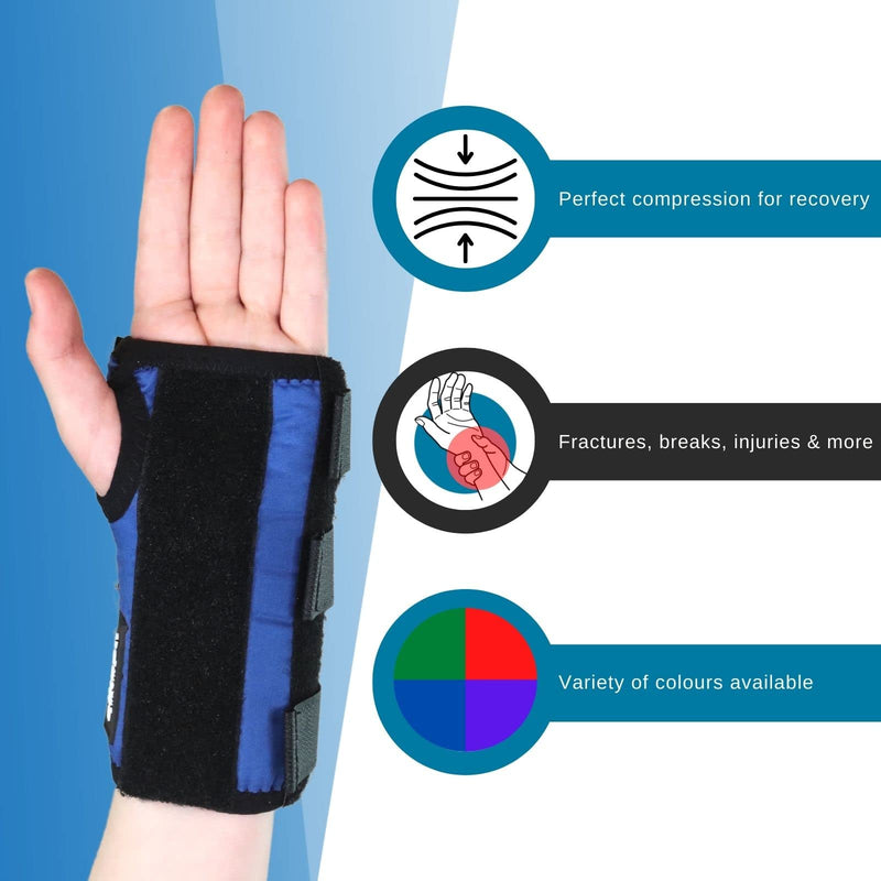 Solace Bracing Children's Wrist Support (4 Fun Colours) - British Made & NHS Supplied Kids Wrist Brace w/Removable Splint - No.1 for Fractures, Breaks, Injuries & More - Blue - Small - Right Hand - NewNest Australia