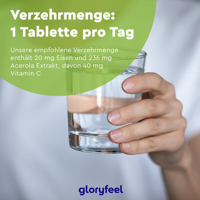 Iron with 40mg natural vitamin C - 240 tablets - Premium raw materials: iron bisglycinate (iron chelate) + vitamin C from acerola extract - Laboratory tested and made in Germany without additives - NewNest Australia