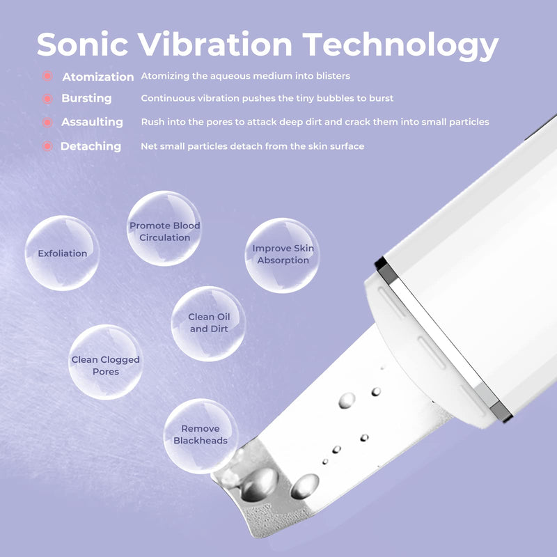Skin Scrubber, ANLAN Ultrasonic EMS Ion Exfoliating Device Face Cleanser and Blackhead Remover Pores Cleaning Wrinkle Remover Comedone Extractor Skin Care With 4 Modes USB Rechargeable White-1 - NewNest Australia