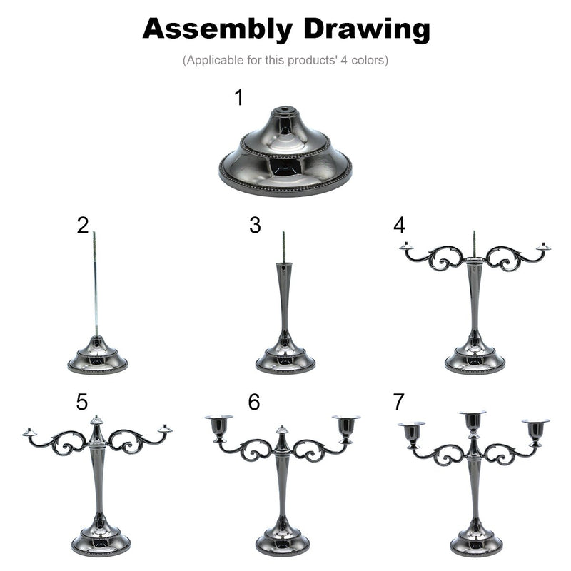 NewNest Australia - Tidelence 3-Candle Metal Candelabra Candlestick 10.6 inch Tall Candle Holder Wedding Event Candelabra Candle Stand (Black Candelabra) Black 