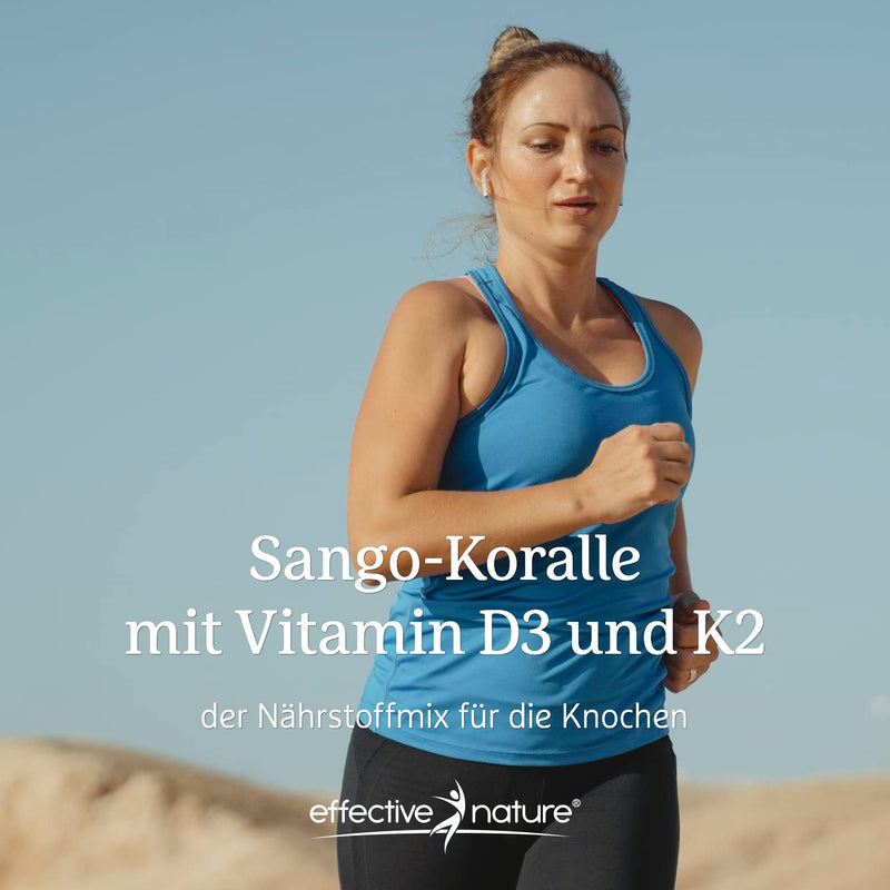 effective nature Sango sea coral + vitamin D3 & K2-120 capsules - with calcium & magnesium in the optimal ratio 2:1 - high dosage & vegan - nutritional supplement for bones & acid-base balance - NewNest Australia