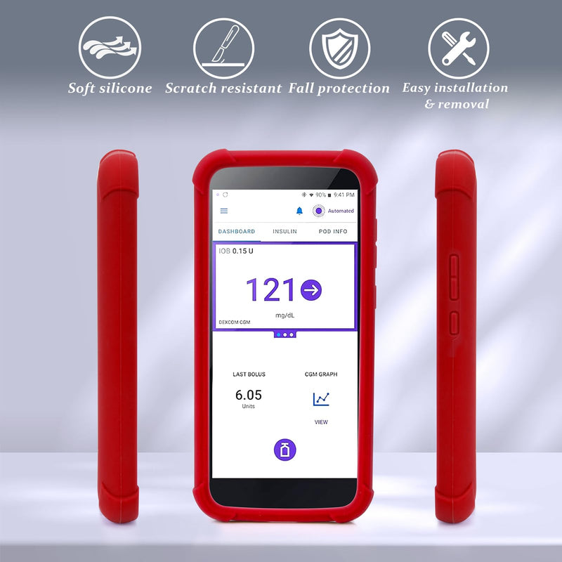 Omnipod 5 Silicone Protective Case, Shockproof Omnipod 5 PDM Case with Airtag to Protect Your Omnipod 5 Pod Case Receiver by YOUSHARES (Red) - NewNest Australia