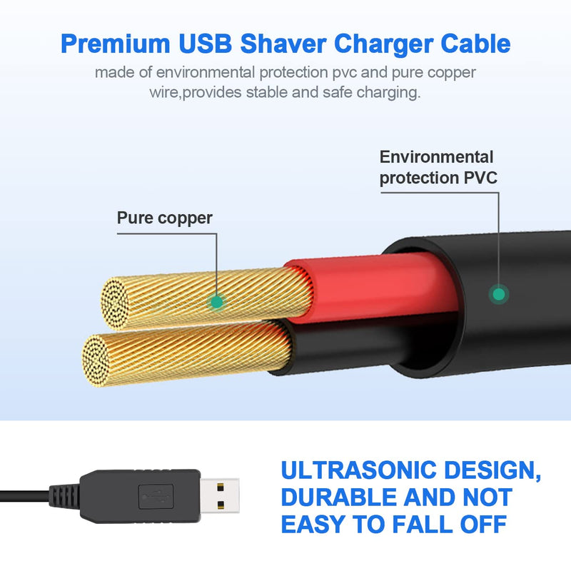 Charger for Philips One Blade QP2530 QP2630,AIEVE 8V USB Charger Charging Cable Power Cord for Philips Norelco Oneblade QP2530 QP2630 HQ850 HQ912 HQ913 HQ914 HQ915 HQ916 Hybrid Trimmer Shaver - NewNest Australia
