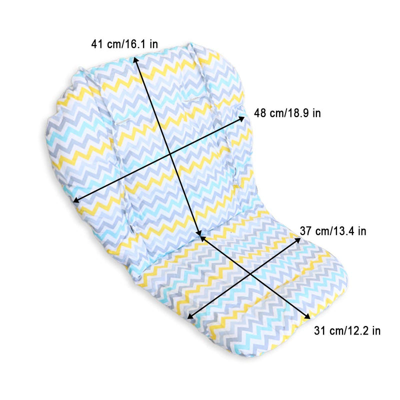 Twoworld High Chair Cushion, Large Thickening Baby High Chair Seat Cushion Liner Mat Pad Cover Breathable (Wavy Stripes) Blue Wavy Stripes - NewNest Australia