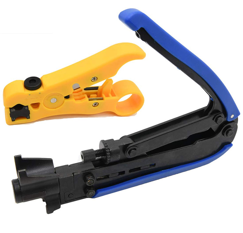 RG6 Compression Tool Coax Cable Crimper Kit, Coax Cable Crimper Kit, Coaxial Compression Tool, Adjustable RG6 RG59 RG11 75-5 75-7 Coaxial Cable Stripper - NewNest Australia