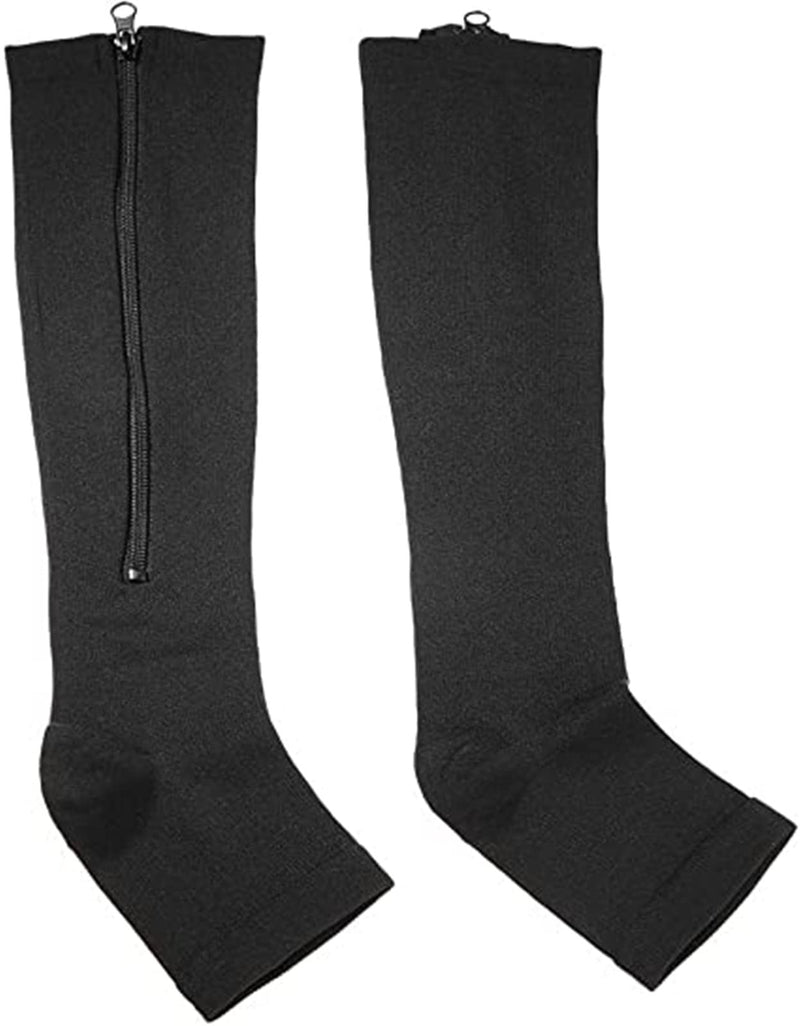 Cheeroyal Compression Socks With Zip, Knee High 15-20 Mmhg Compression Socks For Men And Women, Open Toe Support Socks For Varicose Veins, Edema, Recovery, Pregnant Women - NewNest Australia