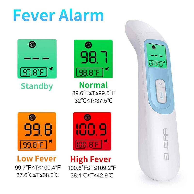 Ear Thermometer for Baby, ELERA Infrared Thermometer with Automatic Switching Mode of Ear & Forehead, 1s Measurement, 4 Color Backlight Display with Fever Indicator - NewNest Australia