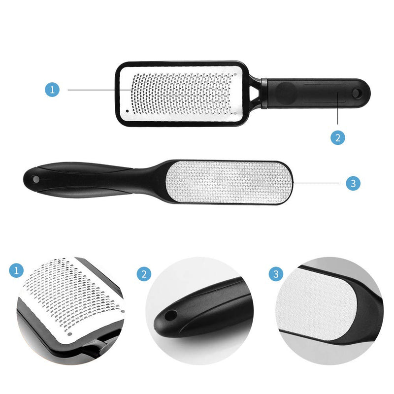 WUJUN 2Pcs Foot Files Foot Pedicure Kit, Stainless Steel Foot Rasp and Dual Sided Foot File Hard Skin Remover Professional Foot Care Tool Both Wet and Dry Cracked Feet - NewNest Australia