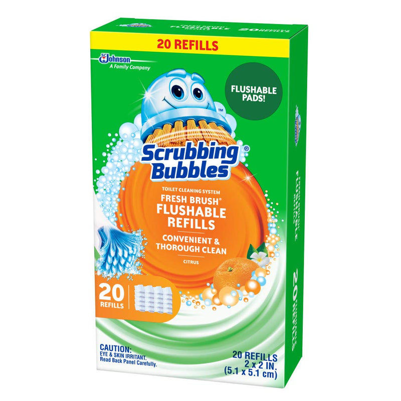 Scrubbing Bubbles Fresh Brush Flushables Refill, Toilet and Toilet Bowl Cleaner, Eliminates Odors and Limescale, Citrus Action Scent, 20 ct Pack of 1 - NewNest Australia