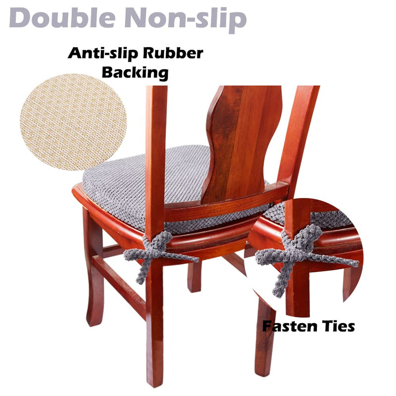 Chair Cushion with Ties for Dining Chair Memory Foam Kitchen Dining Chair Pad Non Slip Dining Room Seat Cushion with Machine Washable Cover,17"x16"(1 Pack, Grey) - NewNest Australia
