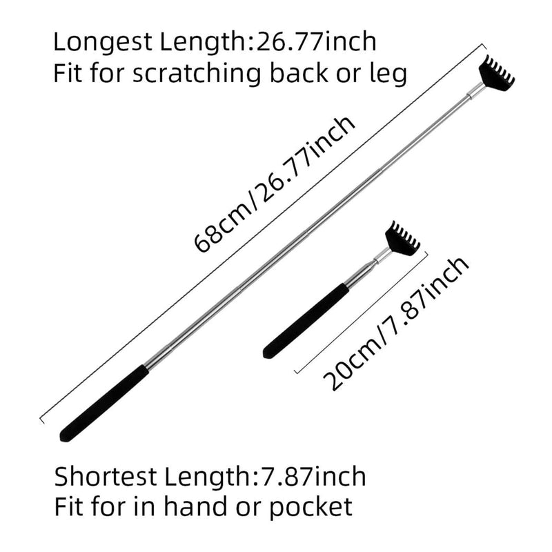 Back Scratcher, WOVTE 3 Pack Black Portable Extendable Stainless Steel Telescoping Back Massager for Adults Men Women Itch Relief (7.87 to 26.77 Inch) - NewNest Australia