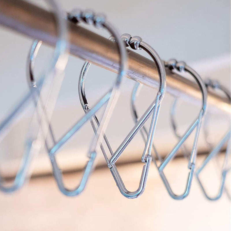 Kent & West - Shower Curtain Hooks | Easy to Install | Patented Design | Chrome & Gold Finish | Metal Rollers | Glides with Ease | Spring Loaded Gates | Set of 12 - NewNest Australia