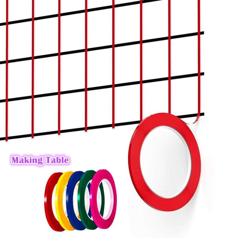 Kinteshun Graphic Chart Tape,Self-Adhesive Gridding Marking Art Whiteboard Tape(3mm Width,12pcs with 6 Colors) 6 Colors(12pcs) - NewNest Australia