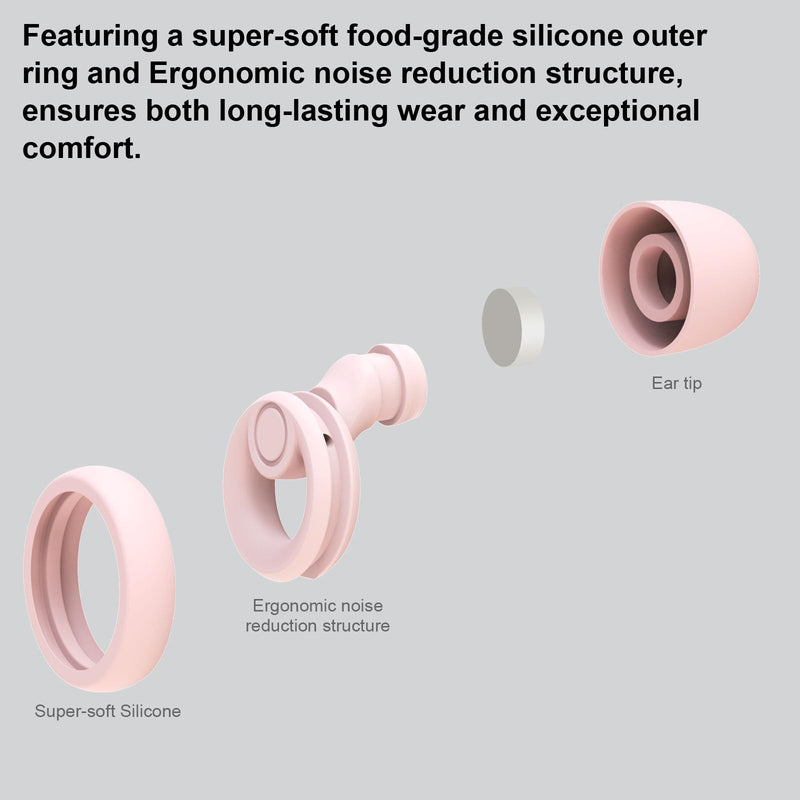 JAYINE Earplugs for Sleeping, Reusable Soft Silicone Earplugs, Hearing Protection Sleeping Earplugs SNR 30dB for Snoring, Work, Study and Travel, XS/S/M/L - Pink - NewNest Australia