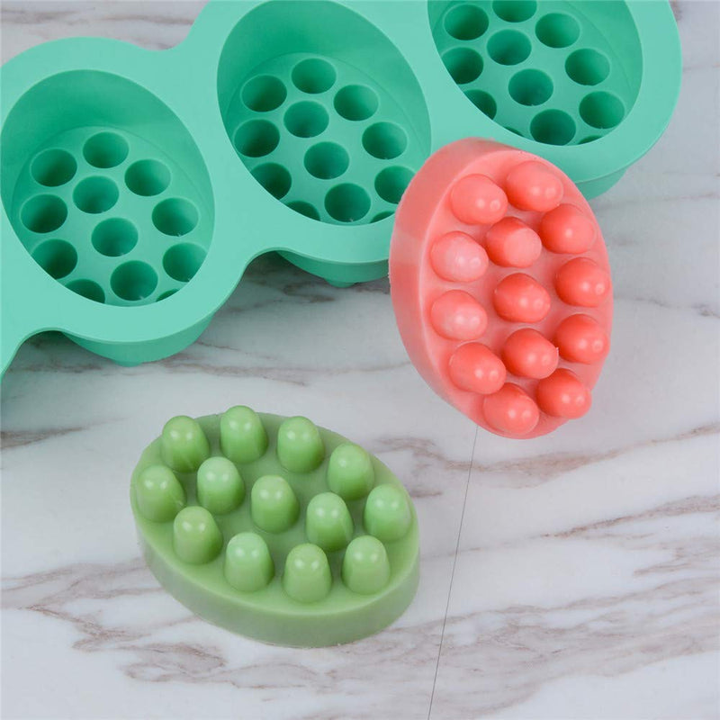2 Pcs Silicone Massage Bar Soap Molds - SJ Silicone Molds for Soaps Making, Handmade Soap Molds, Nonstick & BPA Free (Blue & Mint Green) - NewNest Australia