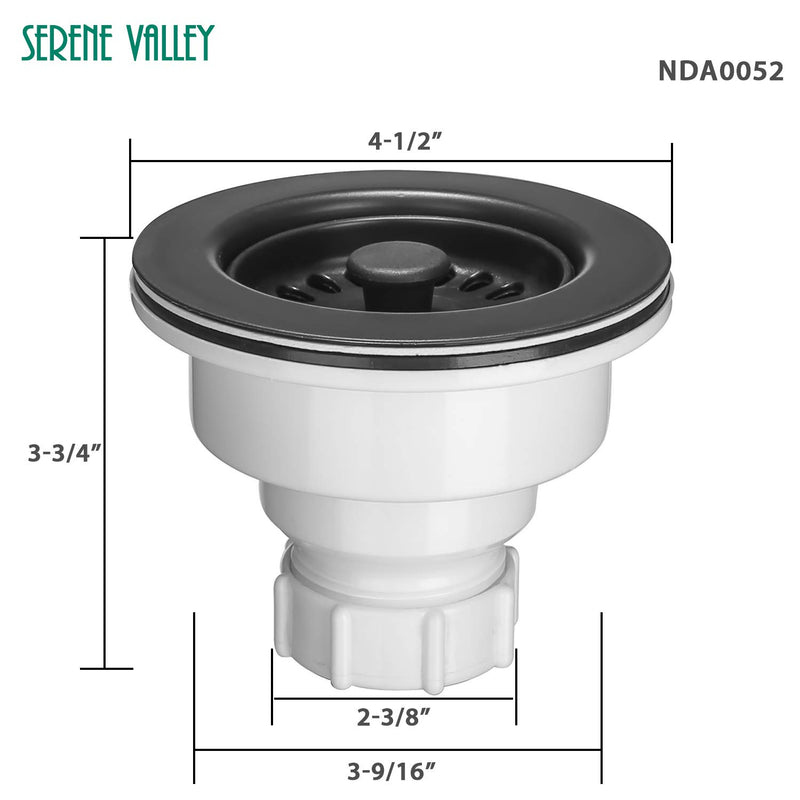 Serene Valley 3-1/2 inch Kitchen Sink Strainer Assembly with Stopper for Matching Color of Granite or Fireclay Sinks (Black) Black - NewNest Australia