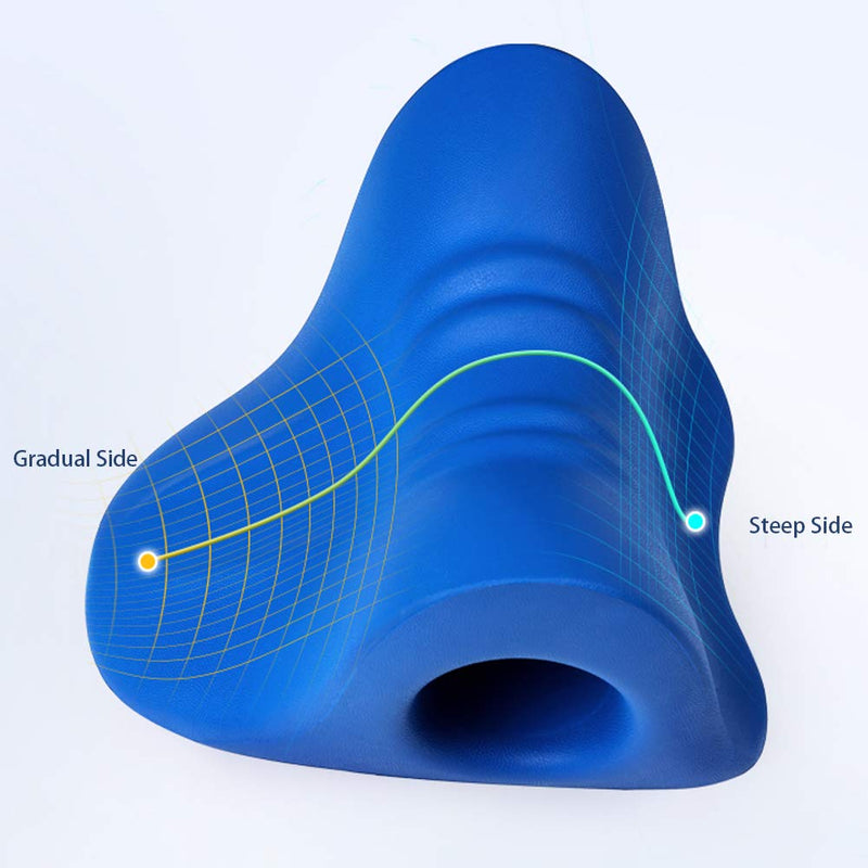 Neck and Shoulder Relaxer, Cervical Traction Device for TMJ Pain Relief and Cervical Spine Alignment, Chiropractic Pillow Neck Stretcher O-shape Navy Blue 8.6 X 8.3 X 5 Inch - NewNest Australia